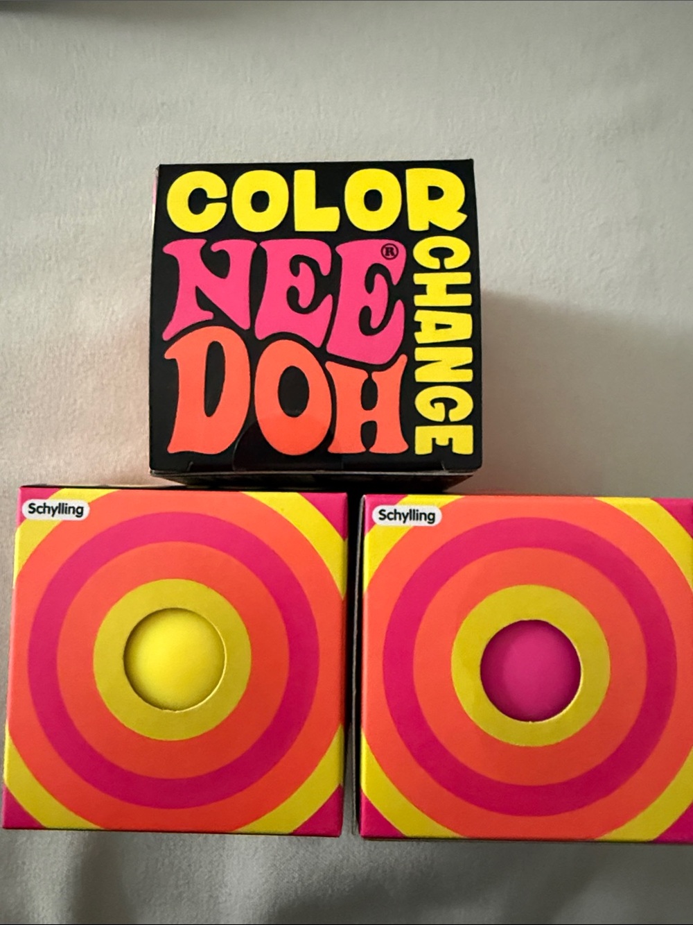 Bundle of 3 Color NeeDoh Change Needohs - 1 Pink & 2 Yellow